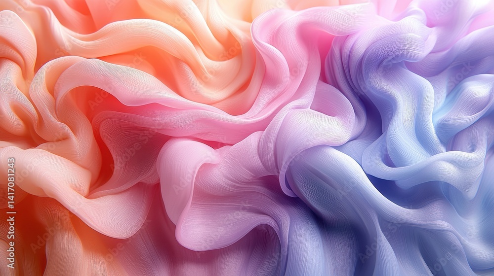 Fototapeta premium Soft, flowing fabric textures in pastel colors creating a serene, abstract background