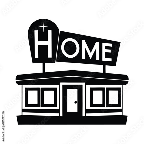 Wallpaper Mural Retro Black Silhouette Of A 1950s Style Diner With Neon Signs Torontodigital.ca