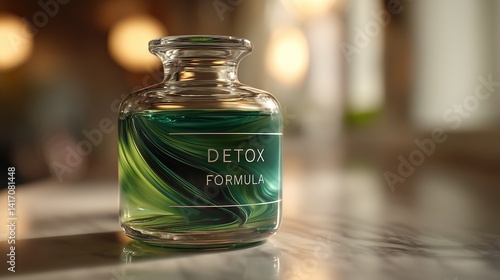 Wallpaper Mural A mesmerizing swirl of glowing green detox liquid spirals inside a sleek glass vessel, its organic movement embodying purity and renewal. Torontodigital.ca