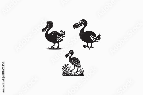 A Dodo bird vector silhouette image made by adobe illustrator. eps
