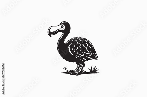 A Dodo bird vector silhouette black and white color image adobe illustrator. eps