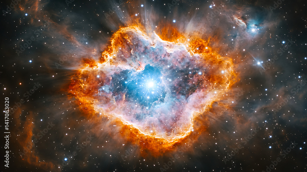Fototapeta premium Celestial Fireworks A Stunning Nebula in Deep Space