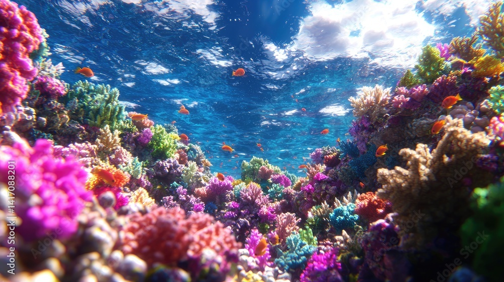 Fototapeta premium Vibrant coral reef underwater scene high resolution stock photo