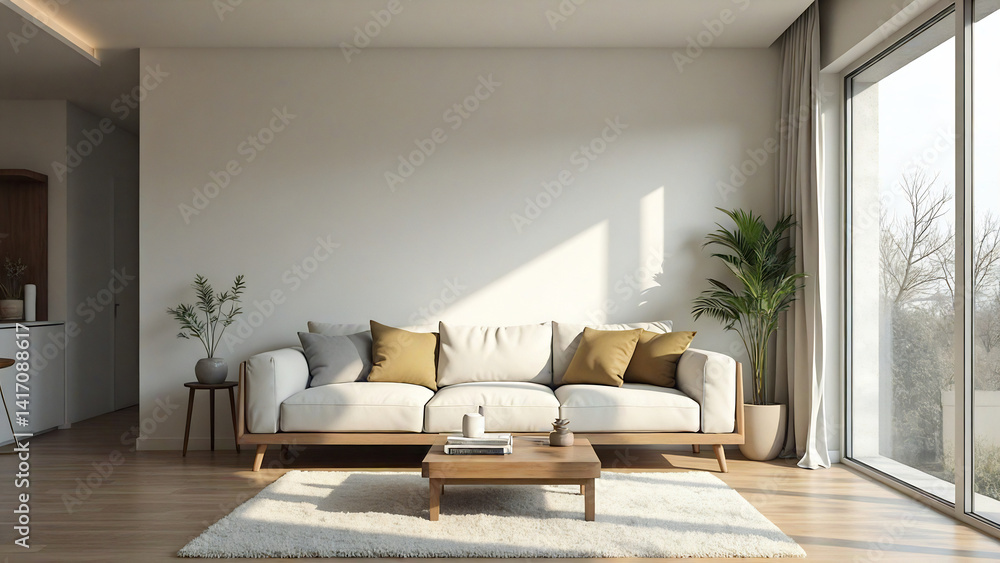 a modern apartment with furniture floating slightly above the floor, no visible supports
a modern apartment with furniture floating slightly above the floor, no visible supports