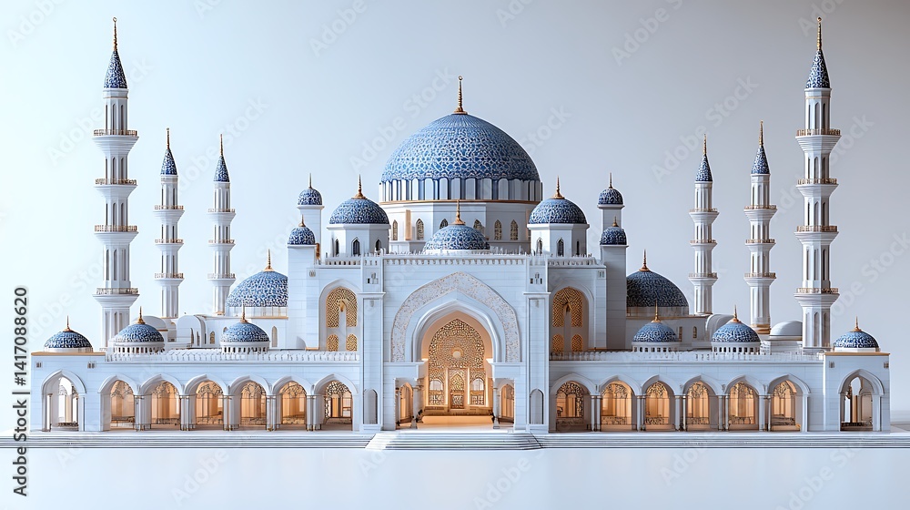 Fototapeta premium Luxurious marble mosque symmetrical design high resolution photos