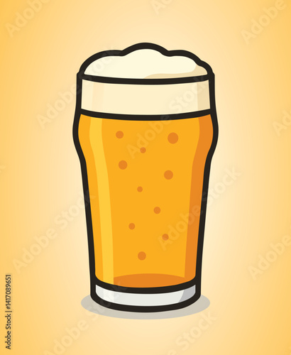 A refreshing pint of beer with a foamy head in a glass