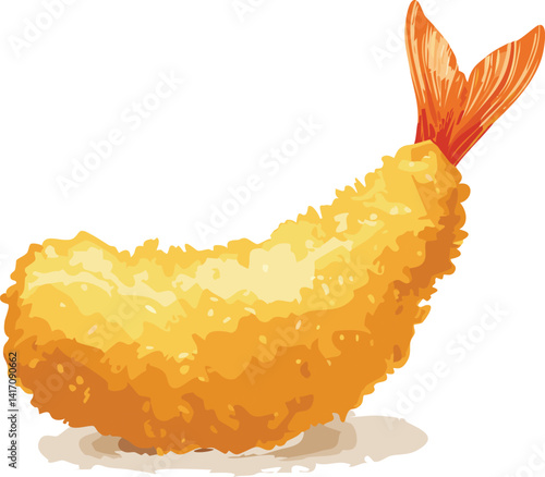 vector illustration of an tempura japanese food 