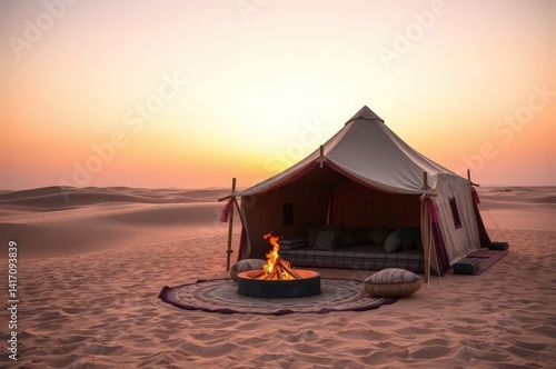 Obraz na płótnie Egyptian Desert Sunset Gathering w salonie