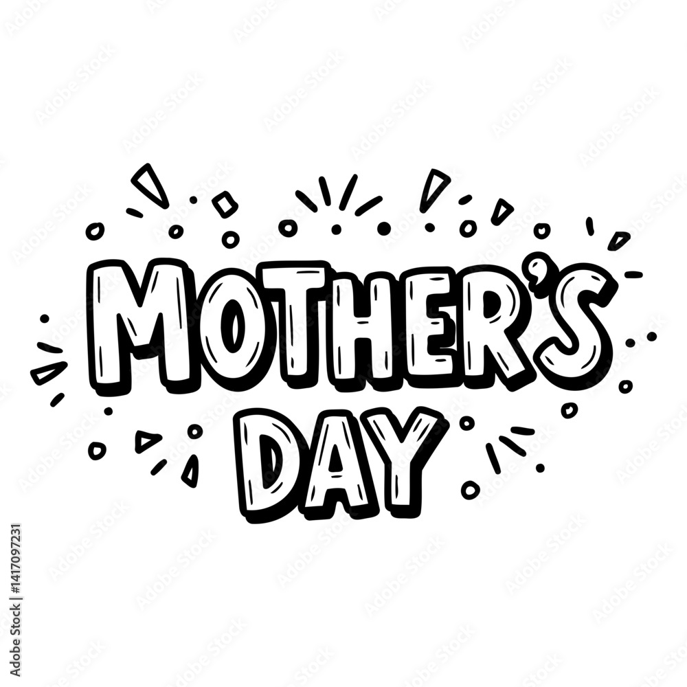 Fototapeta premium Bold, stylized Mother's Day typography with decorative elements; suitable for marketing, social media, or print.