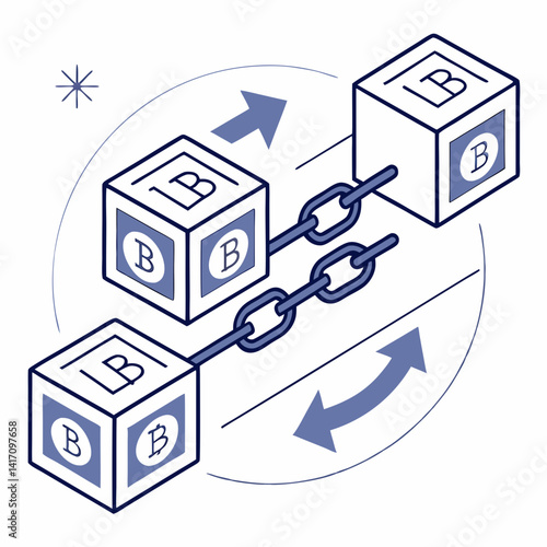 Blockchain Technology Network Isometric Vector Illustration With Cryptocurrency And Connection Blocks