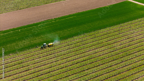 Obraz na płótnie aerial drone view of colorful countryside farm fields in poland w salonie