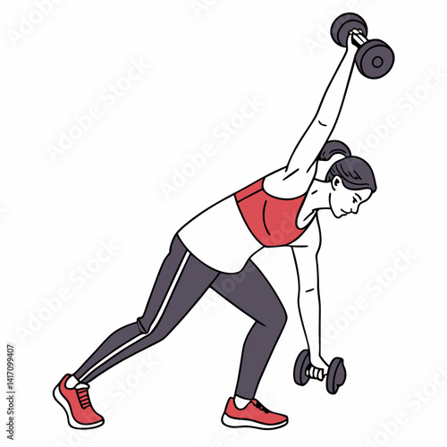Woman Workout With Dumbbell Fitness Exercise Flat Vector Illustration Design