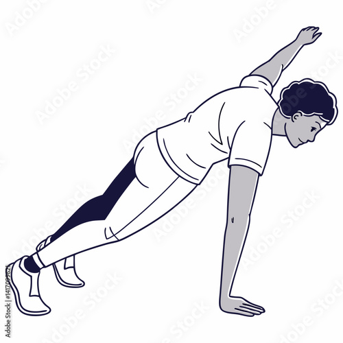 Woman Doing Side Plank Exercise Fitness And Wellness Bodyweight Workout Illustration