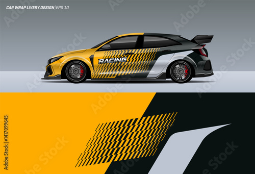 Modern sporty car livery design. Simple strip for car wrap, race car, livery decal