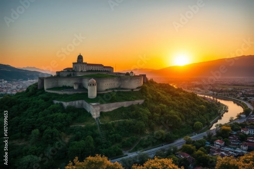 Obraz na płótnie Sunset Over Narikala Fortress w salonie