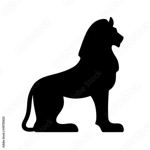 Minimalist black silhouette of the Sphinx symbolizing royal protection