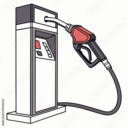 Isolated Gas Pump And Nozzle Illustration On White Background,Energy Theme