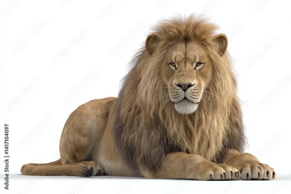 Obraz premium Majestic Lion Resting: Wild Cat, Powerful Predator, African Fauna, Mammal, Carnivore, Feline, Big Cat, Wildlife, Animal Kingdom, Nature