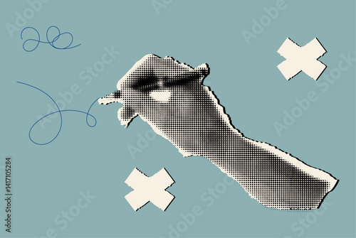 halftone hand writing with pen,cut out from paper