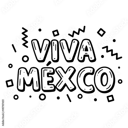 Bold, stylized lettering proclaiming "Viva Mexico."  Fun, celebratory graphic design.  Ideal for advertising, merchandise, or editorial content related to Mexico.