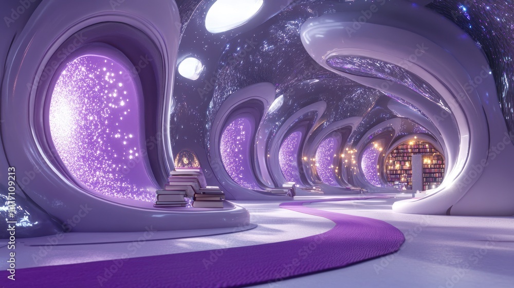 Obraz premium Futuristic Library Corridor