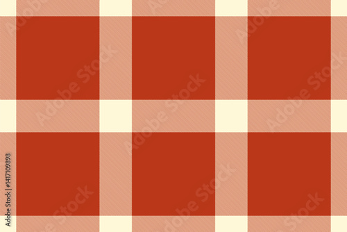 Stage plaid check vector, irish texture background tartan. Apartment textile pattern fabric seamless in cornsilk and red colors.