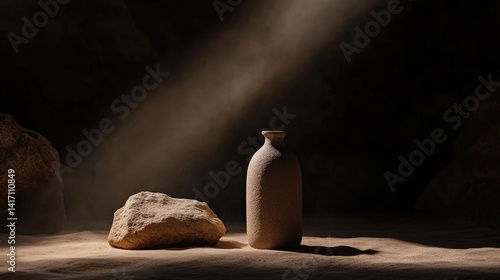 Earthy, simple vase on sand