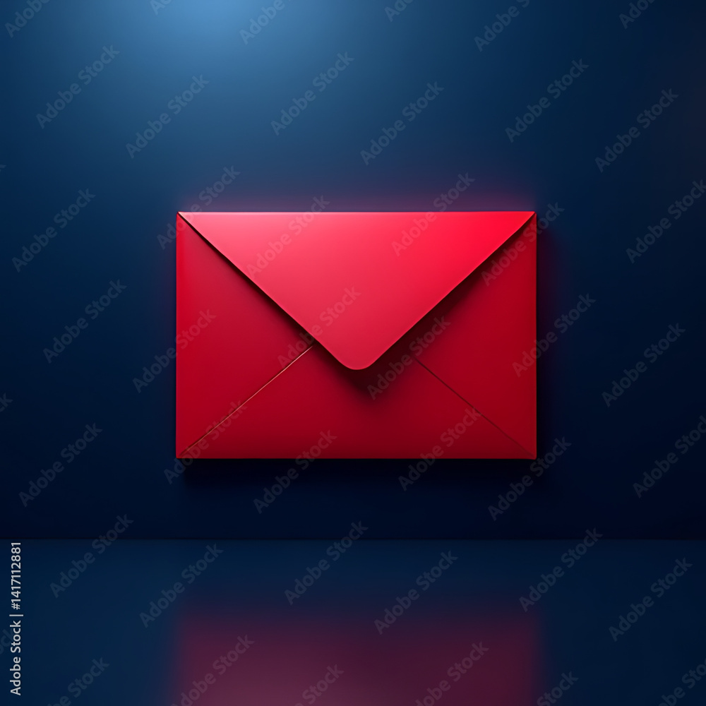 Mail delivery action red envelope studio digital art minimalist close-up communication Mail delivery action red envelope studio digital art minimalist close-up communication