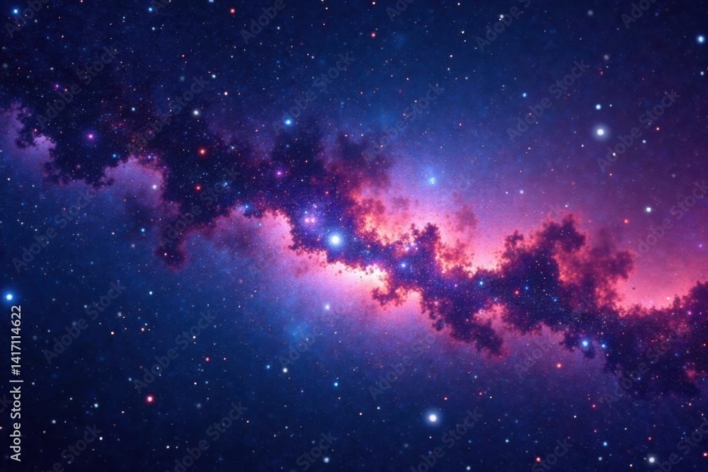 Naklejka premium Vibrant starry night with galaxies and nebulas in the distance, astrophysics, nebula