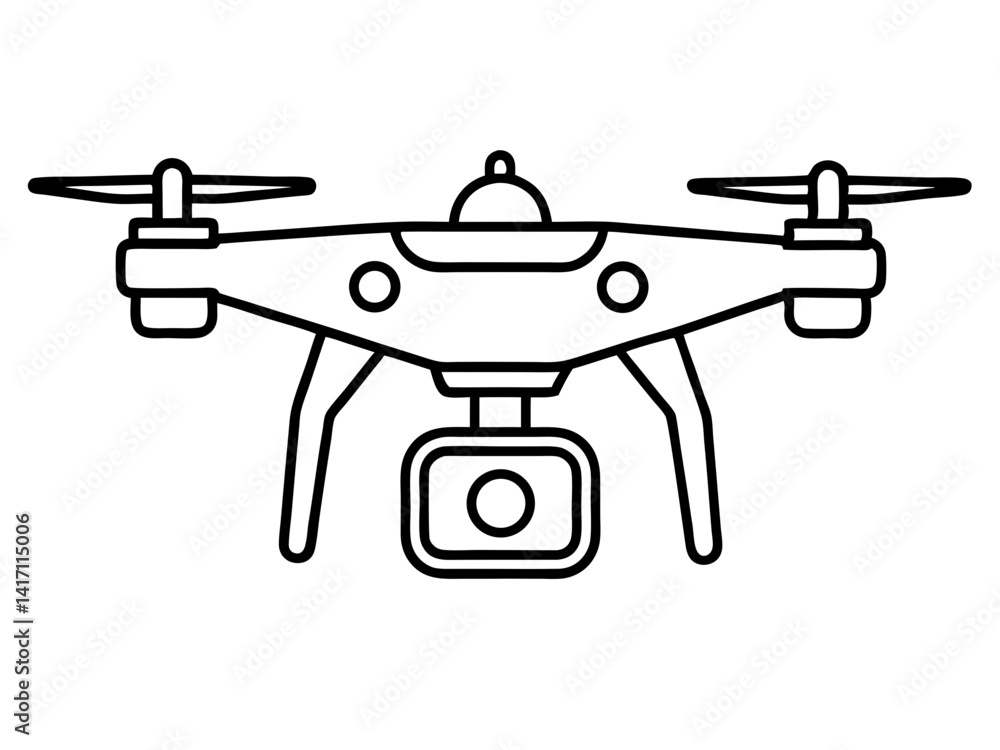 Drone line art vector, drone camera icon outline drawing vector illustration Drone line art vector, drone camera icon outline drawing vector illustration