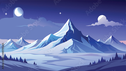 winter landscape with mountains