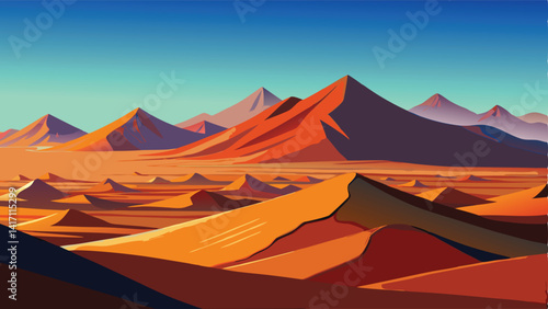 Desert landscape. Vector illustration of a desert landscape with mountains.