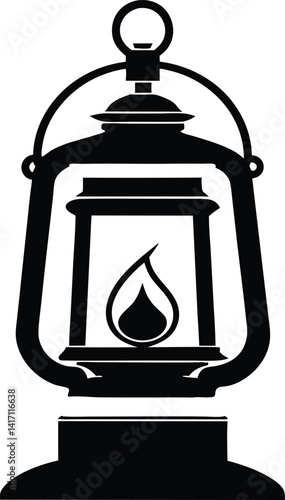 old lantern,kerosene lamp black  silhouette  vector
