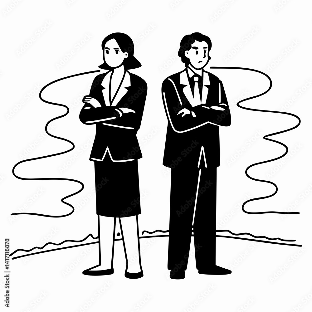 continuous line drawing of business team standing with crossed arms. Vector Art continuous line drawing of business team standing with crossed arms. Vector Art