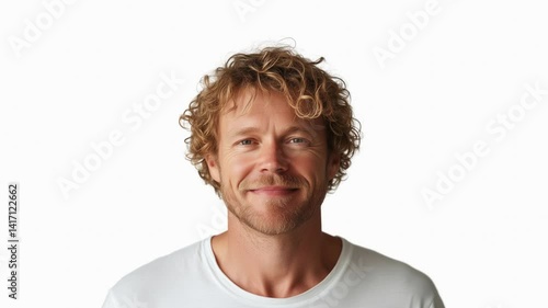 Changing faces video compilation, diverse ages and genders, on white background with copy space