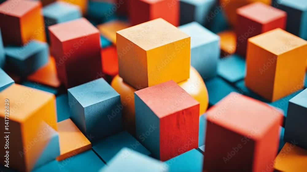 Colorful Abstract Cubes and Sphere Composition: Modern Geometric Background Design Concept Colorful Abstract Cubes and Sphere Composition: Modern Geometric Background Design Concept