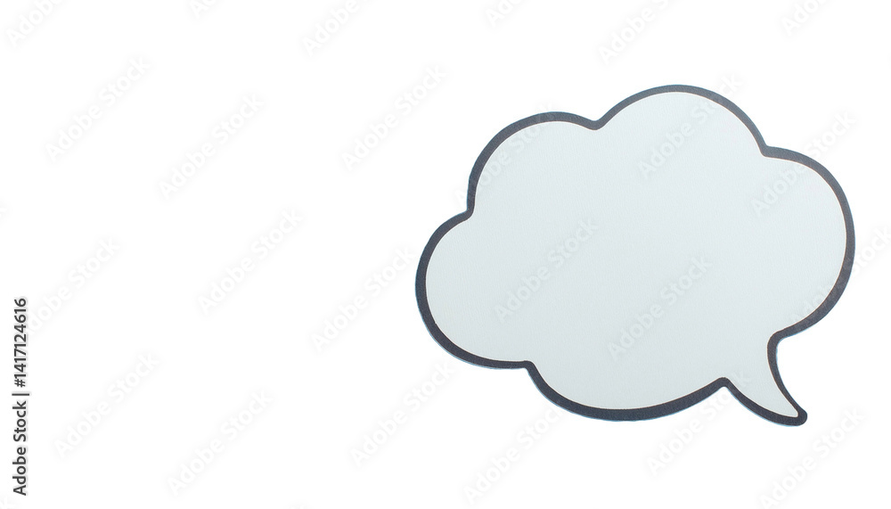 An empty speech bubble with a light grey fill and a dark grey outline An empty speech bubble with a light grey fill and a dark grey outline