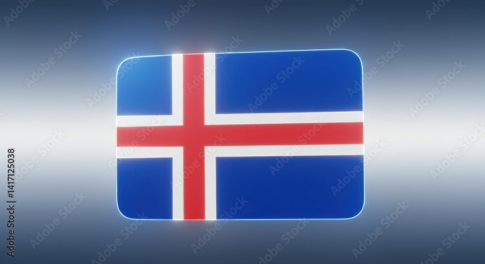 Obraz premium Icelandic Flag Digital Render: A Vivid Depiction of Icelandic National Identity and Symbolism