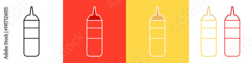 Ketchup and mustard Bottle. symbol. Colored flat design.