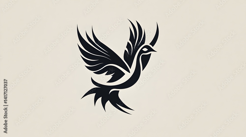 Obraz premium A minimalistic logo of an abstract bird. Concepts : Leadership, freedom, vision, minimalism, abstract art, symbolism, branding, elegance, movement, modern identity.