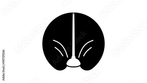 Plunger symbol, black isolated silhouette