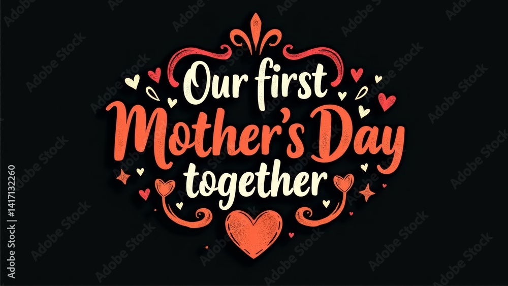 Obraz premium Our First Mother's Day Together Text
