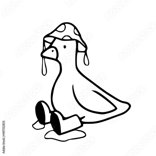 silly geese with mushroom hat