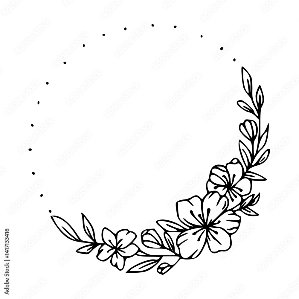 lunar floral frame line art lunar floral frame line art