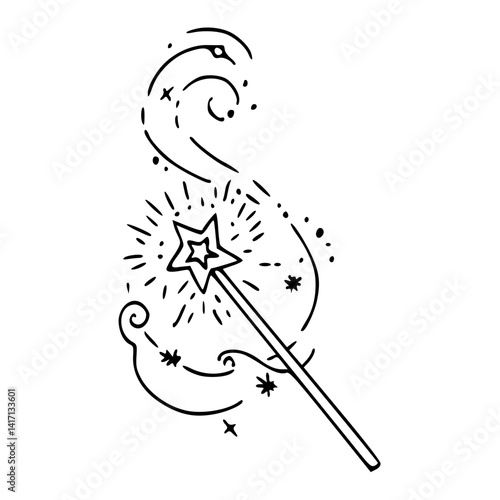 magic wand with sparkles vector illustration