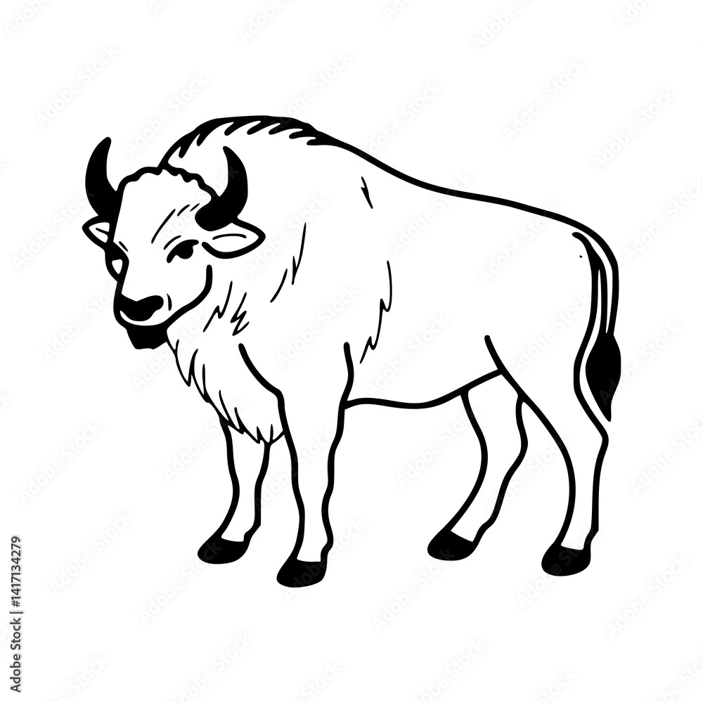 Fototapeta premium standing bison vector illustration
