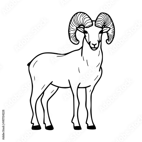 standing bighorn sheep vector illustration
