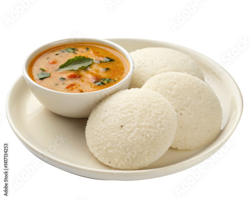 idli and chutney in plate isolated PNG
