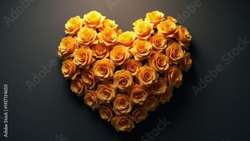 Yellow Roses Arranged In Heart Shape