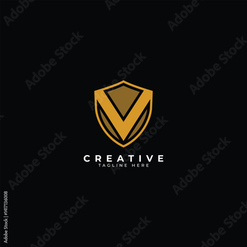 letter V logo in the shape of a shield, vector Free Download letter V logo in the shape of a shield, vector - GFXLoad